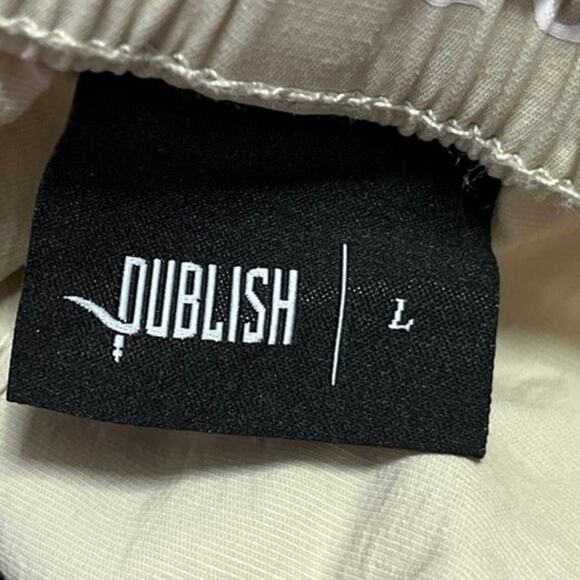 Publish Brand Cream Elastic Waist Pull On Parachute Windbreaker Jogger Pants L - Picture 6 of 7